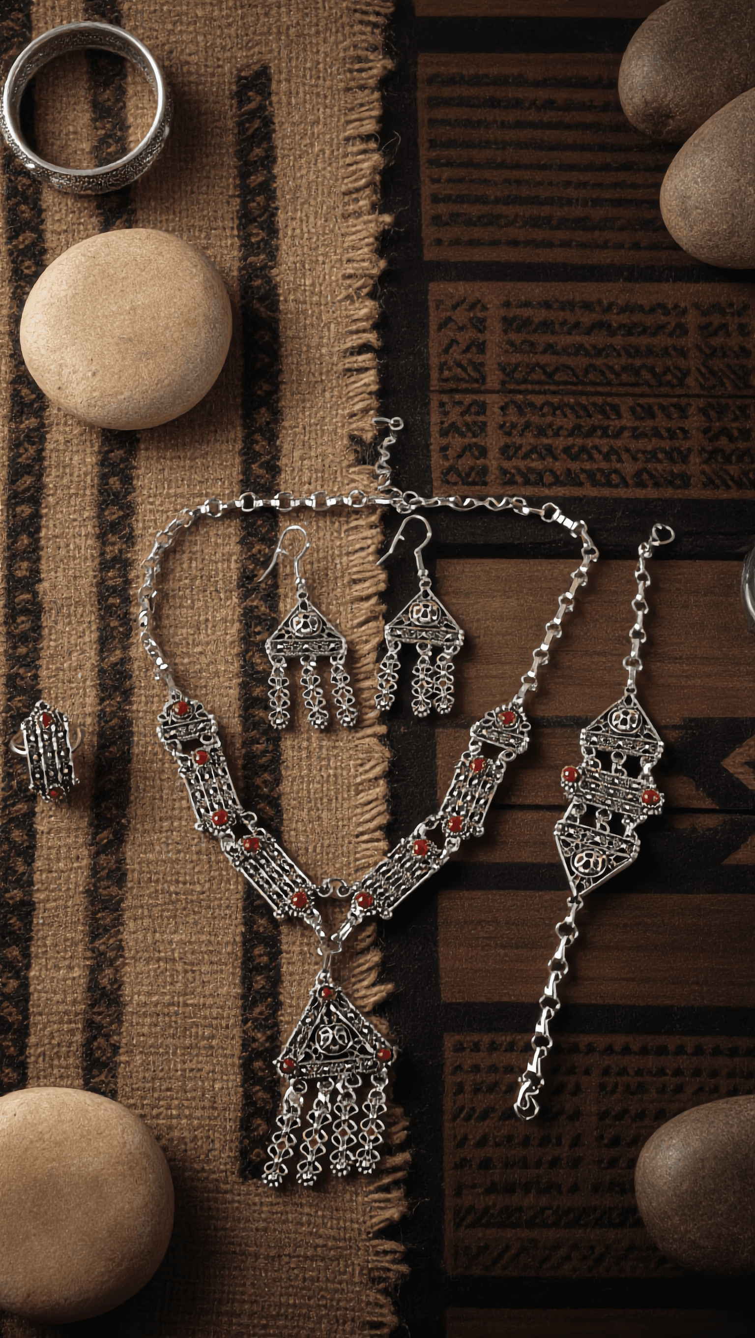 Parure Kabyle Filigrane & Corail Rouge
